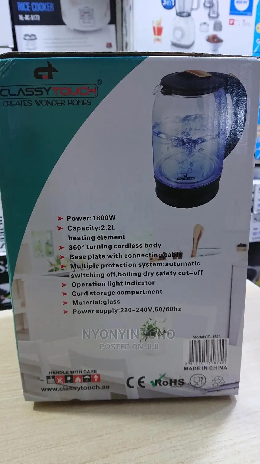 Classy Touch 2.2L Glass Automatic Electric Water Kettle