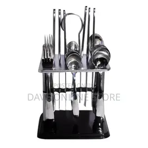 24pcs Cutlery (Forks, Spoons Knives) With a Stand Silver