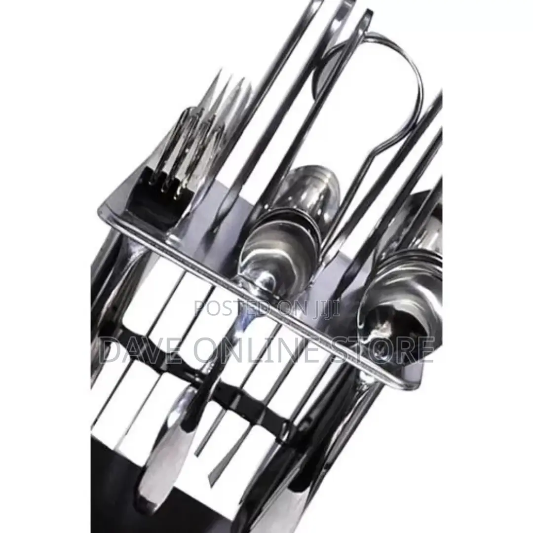 24pcs Cutlery (Forks, Spoons Knives) With a Stand Silver