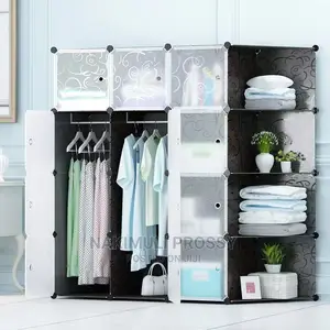 4 Column Plastic Wardrobe Black