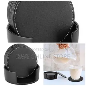 Leather Drink Coasters Round Cup Mat Pad for Home Kitchen