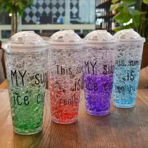 Ice Cream Smoothie Juice Bottle Cup Kettle With Straw