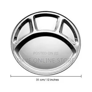 6 Pc Stainless Steel Round 4-In-1 Dinner Plate Tray
