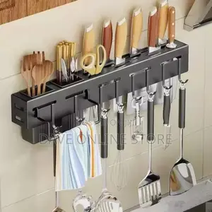 Wall Mount Knife Towel Hanger Hooks Cutlery Holder Rack-