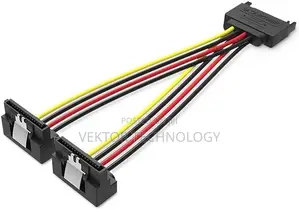 SATA 15P Male to 90° 2x15p Female Power Splitter Cable
