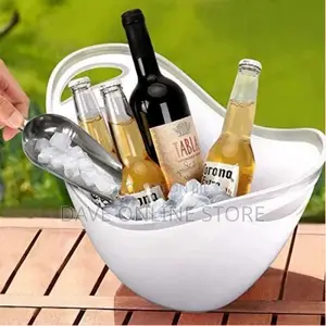 White Acrylic 8 Bottle Beer, Champagne, Wine Ice Bucket,