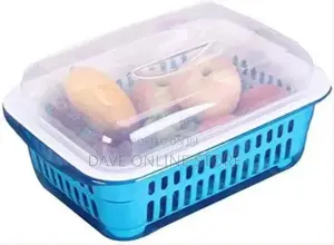 Blue Double Layer Fruit ,Vegetable Basket, Storage, Drainer-