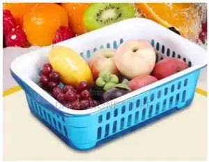 Blue Double Layer Fruit ,Vegetable Basket, Storage, Drainer-