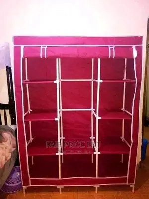 Wooden Closet Three Coluoms ( Pink)