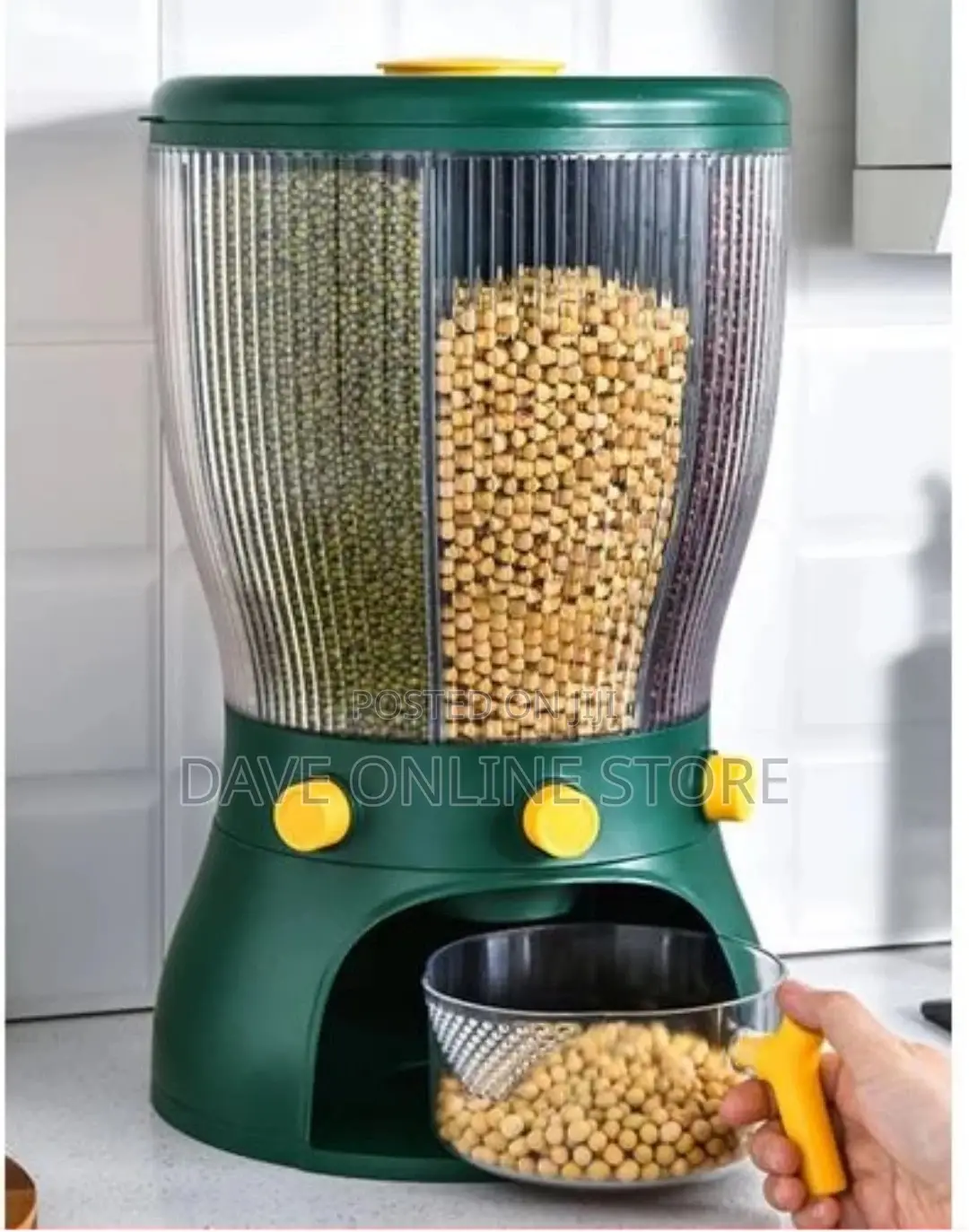 4 Grid Rotating Cereal Food Rice Storage Dispenser