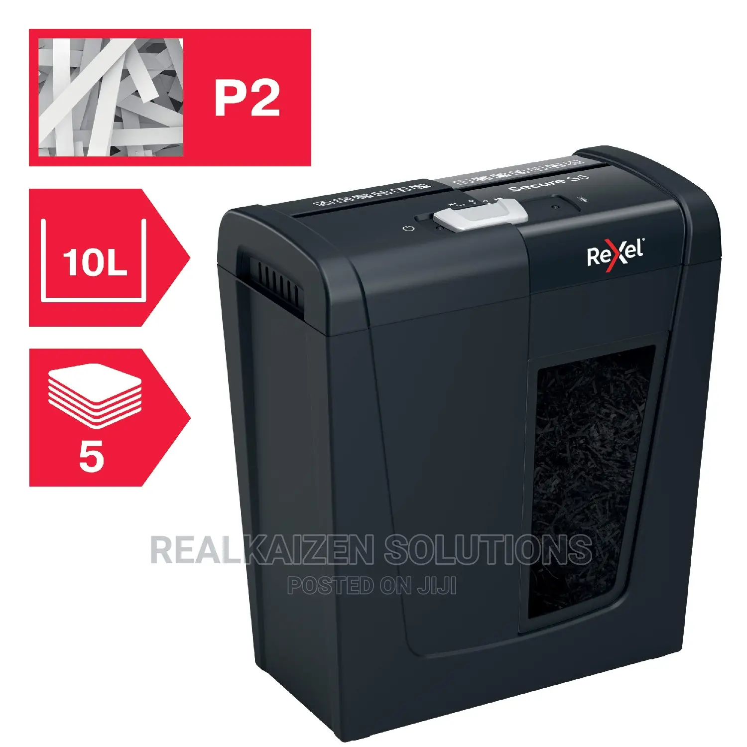 REXEL Secure Range S5 5papers 10L Strip Cut Paper Shredder