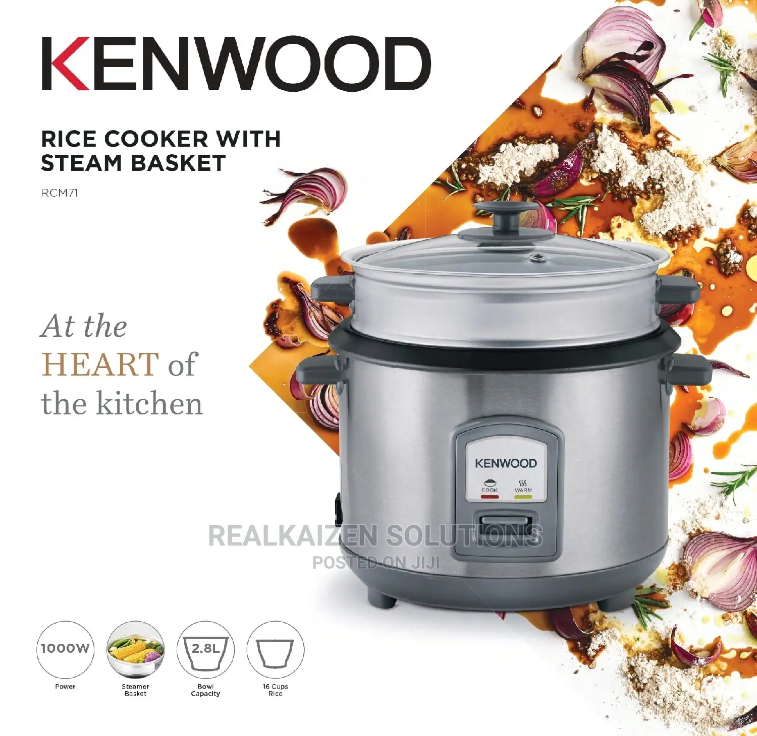 KENWOOD 2.8L Rice Cooker With Steamer 1000W