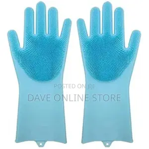 1 Pair of Bathroom Kitchen Silicone Cleaning Hand Gloves