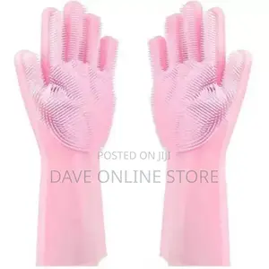 Pair of Bathroom Kitchen Cleaning Hand Gloves -Pink