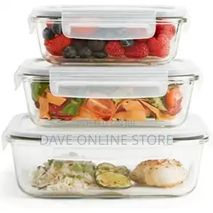 3 Piece Microwave Oven Glass Bowls Fridge Containers -