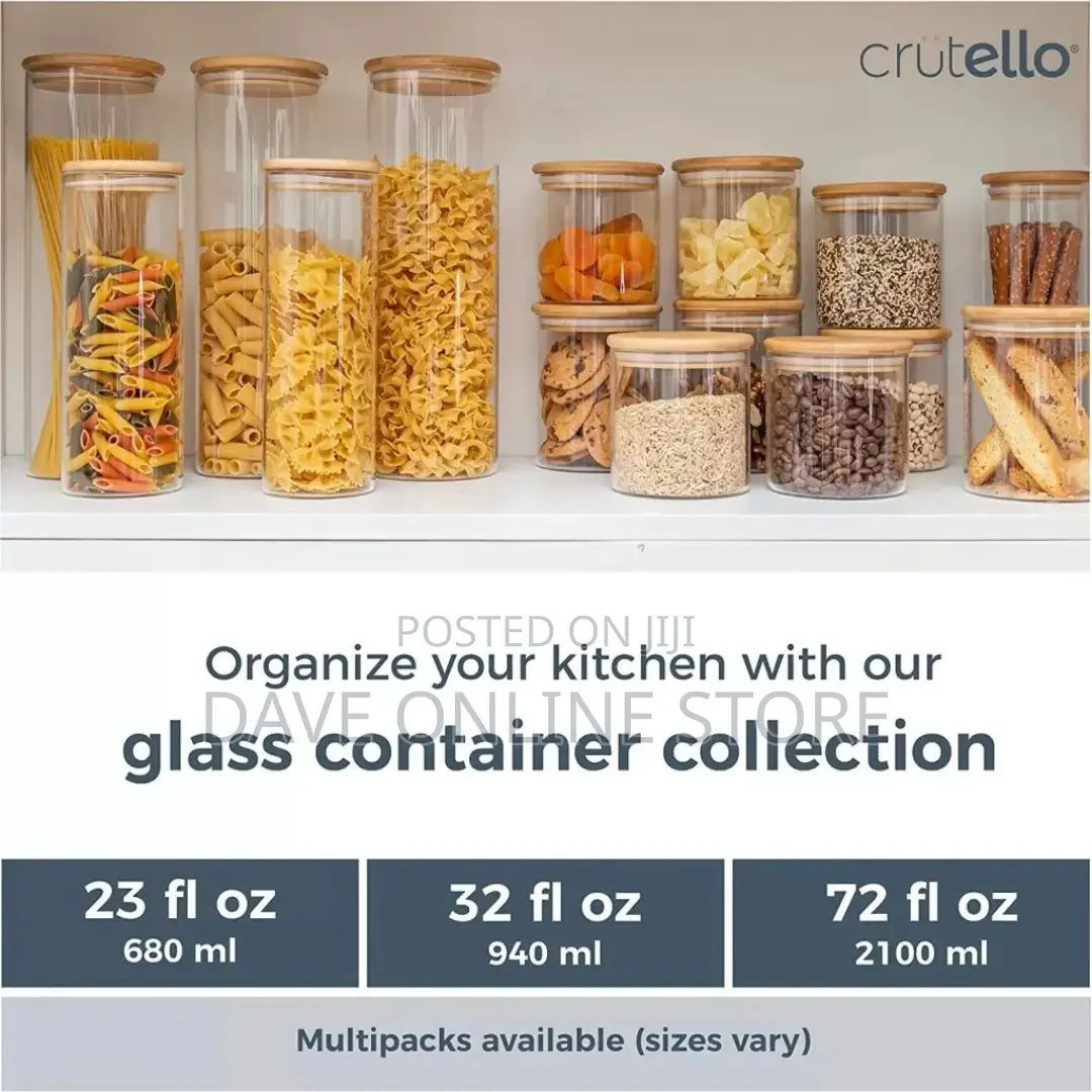 Glass Food Storage Containers With Bamboo Lids, 4 Pack