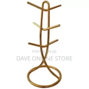 6 Cup Stand Holder Storage Organizer Rack, Gold
