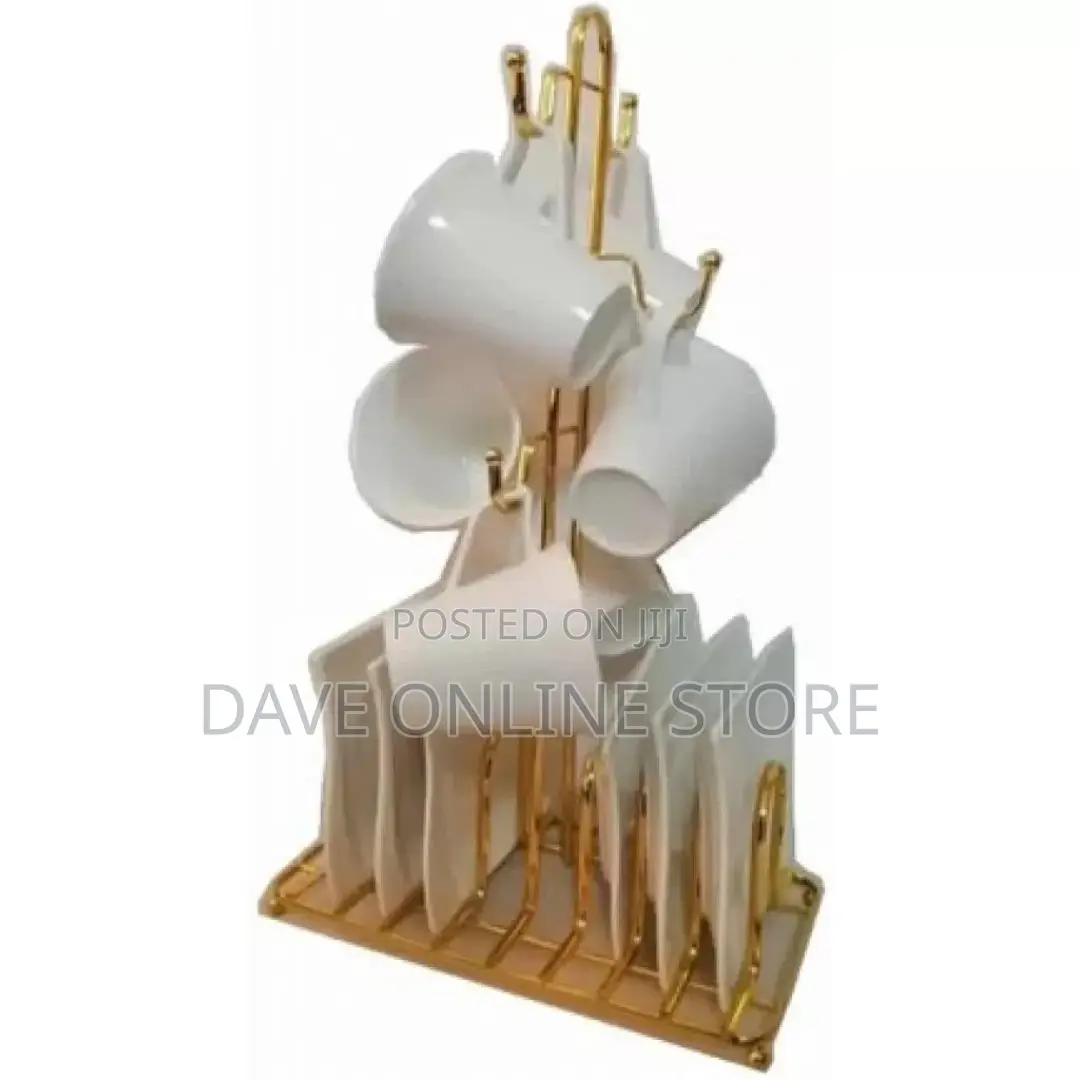 6 Cups and Saucers Stand Holder Storage Organizer Rack