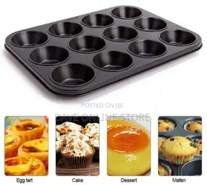 Cupcake Baking Tray 12 Holes Mold – Black