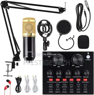 V8 Sound Card Set With BM800 Condenser Microphone Full Kit.