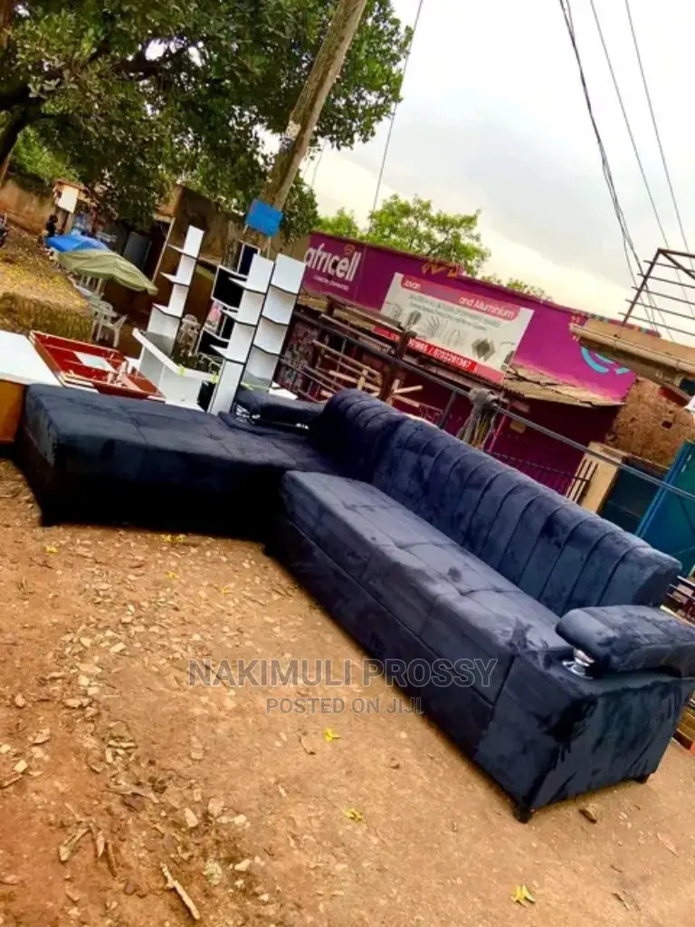 5 Seater L Sofa Black