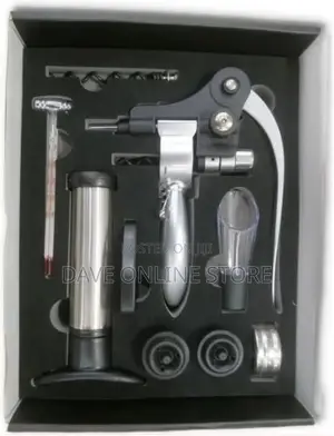 Corkscrew Wine Opener Kit Gift Set Box- Black
