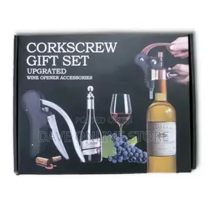 Corkscrew Wine Opener Kit Gift Set Box- Black