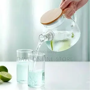 1000ml Glass Teapot Kettle Whistle Infuser Bamboo Lid