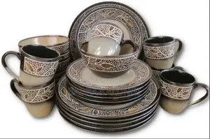 24pcs of Leaf Design Plates,Bowls, Cups, Dinner Set