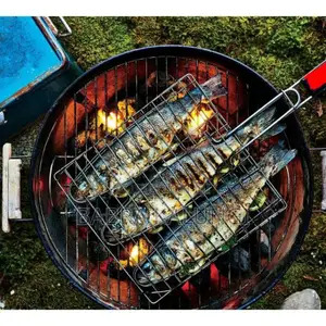 Section BBQ Barbeque Fish Charcoal Grill Net Basket