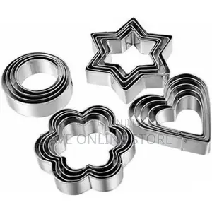 12 Piece, 4 Shape Stainless Steel Cookie Cutters – Silver