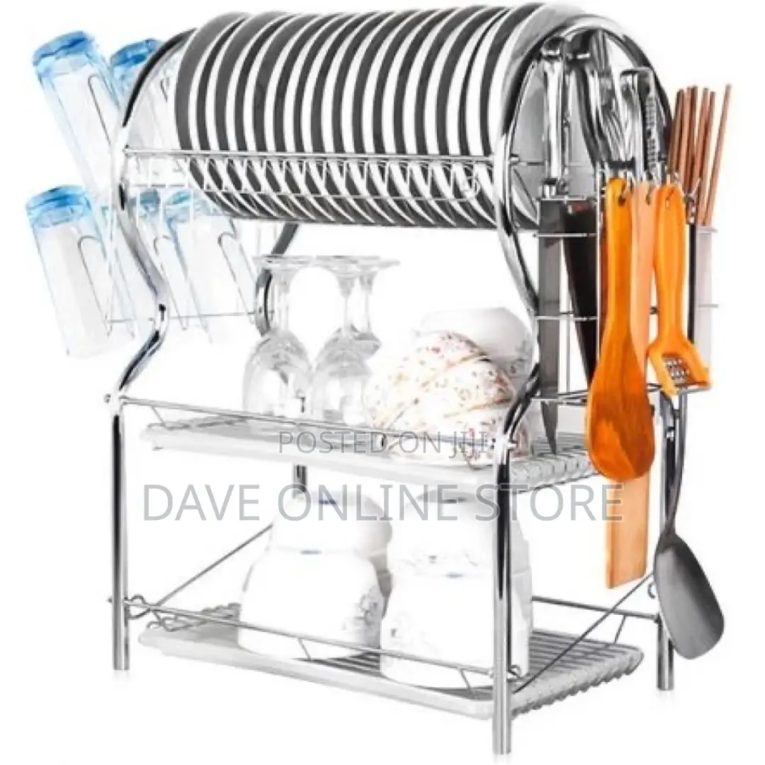 Tier Stainless Steel Dish Draining Rack – Silver