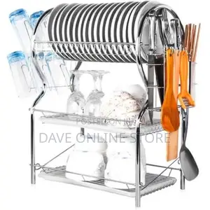 Tier Stainless Steel Dish Draining Rack – Silver