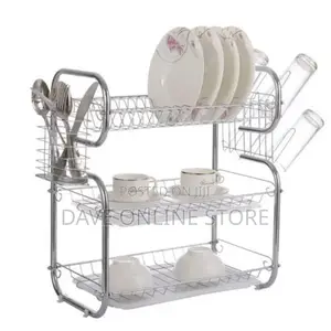 3 Tier Stainless Steel Dish Draining/Drying Rack – Silver