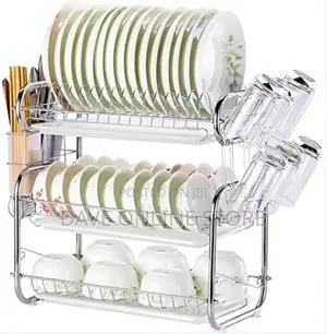 3 Tier Stainless Steel Dish Draining/Drying Rack – Silver