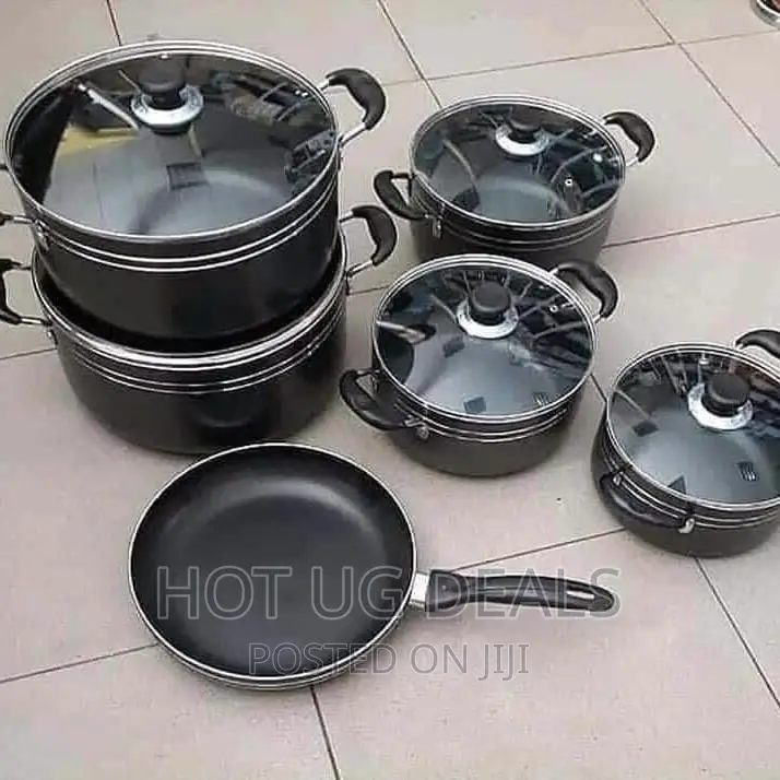 6 Pcs Of Non_ Stick Cooking Pots - Black