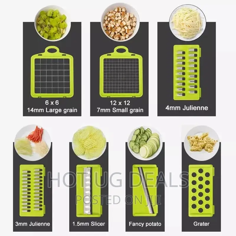 8 in 1 Vegetable Chopper for Potato Choper -Green