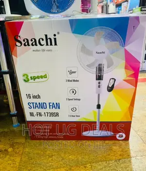 Saachi 5 Blade Stand Fan With Remote Control 16inch _White