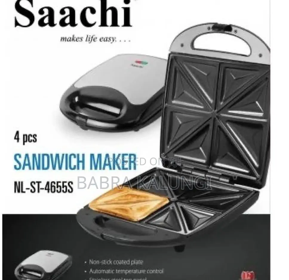 Saachi 4 Slice Sandwich Maker/ Toaster, Grill Black