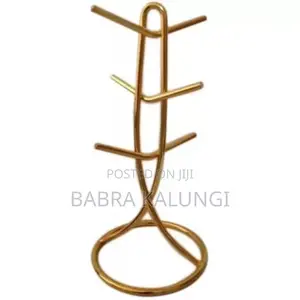 6 Cup Stand Holder Storage Organizer Rack,Gold