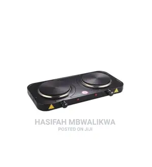 Double Solid Electric Hot Plate- Black
