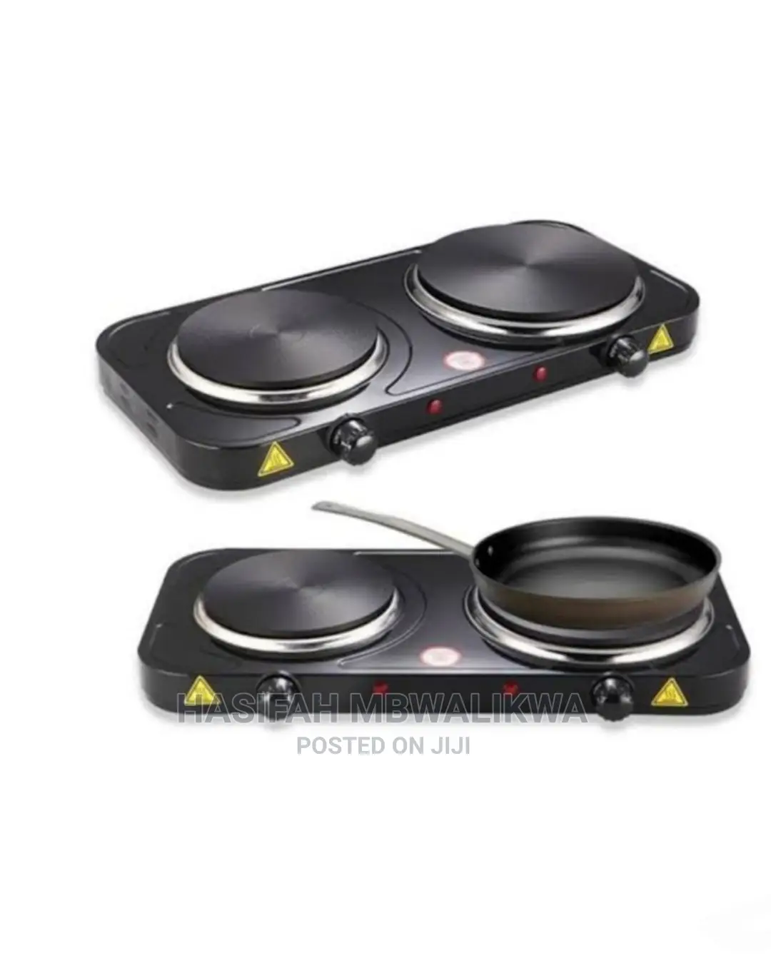 Double Solid Electric Hot Plate- Black