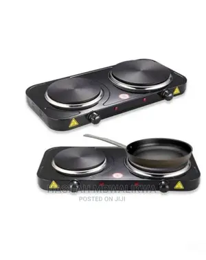 Double Solid Electric Hot Plate- Black
