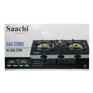 Saachi Glass Top 3 Burner Gas Stove – Black, NL-GAS-5249