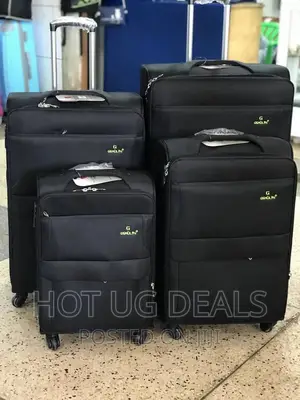 4 Pcs Faux Leather Suitcase- Black