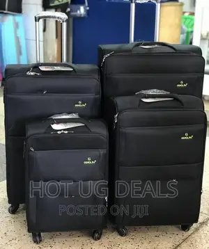 4 Pcs Faux Leather Suitcase- Black