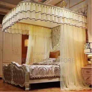 Two Stand Rail Mosquito Net – Cream Top Design May Vary