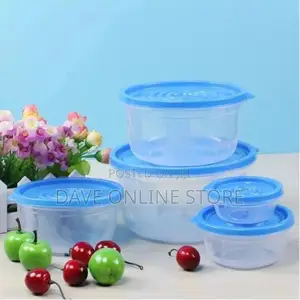 5 Pc Round Airtight Food Storage Containers Tins With Lids