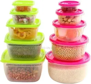 5 Pc Round Airtight Food Storage Containers Tins With Lids
