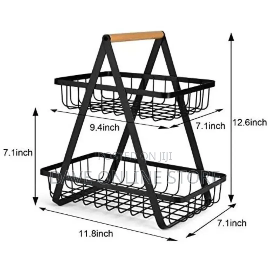 2-Tier Countertop Fruit Basket Bowl Bread Basket Holder